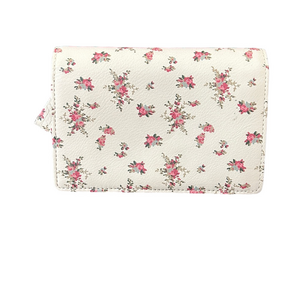 Kenzo Floral Bifold Snap Wallet – Cream w/ Pink Flowers, Excellent Condition